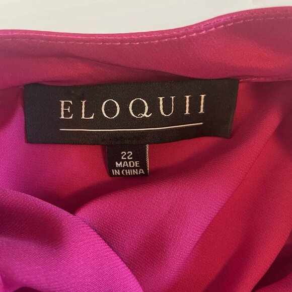 ELOQUII Women's Plus Size 22 Kimono Sleeve Top Fucshia Keyhole Satin NWT Fuschia - Picture 8 of 11